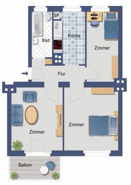 Foto - Möbilierte 55m2 mit 36m2 eig. Garten&Balkon (Haustiere OK)