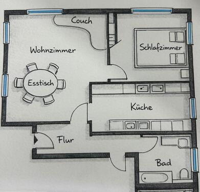 Foto - Großzügige 2,5 Zimmer Wohnung mit Einbauküche
