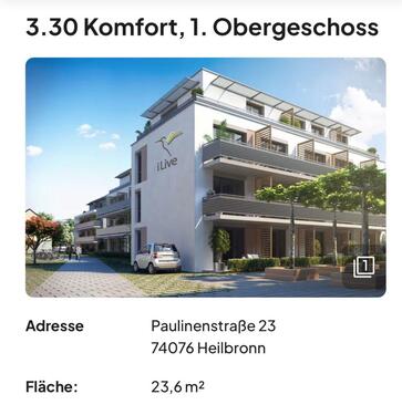 Foto - 1 Zimmer Etagenwohnung zur Miete in Heilbronn