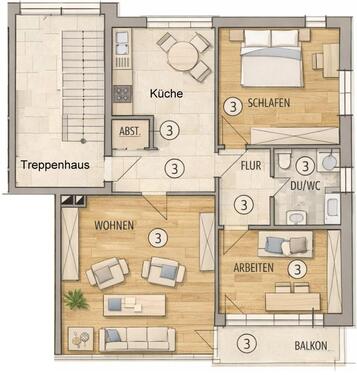 Foto - 3 Zimmer Etagenwohnung zur Miete in Wildeshausen