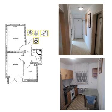 Foto - Wohnung 2 ZKB. Balkon, Einbauküche, Hausinternet