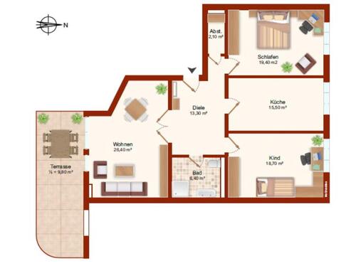 Foto - Schicke Wohnung in der Südvorstadt mit Terrasse