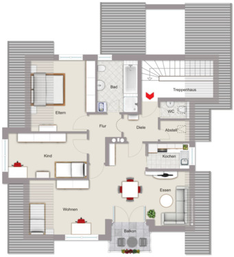 Foto - Attraktive 3-Zimmer-Dachgeschosswohnung mit Südbalkon, Garage uvm