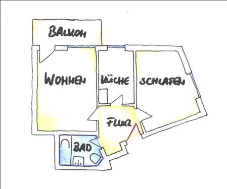 Foto - Gepflegte 2-Zimmer-Wohnung mit Balkon, EBK und Garage