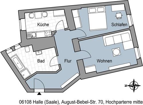 Foto - 2 Zimmer Erdgeschoßwohnung zur Miete in Halle (Saale)