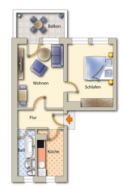 Foto - 2 Zimmer Etagenwohnung zur Miete in Freiberg