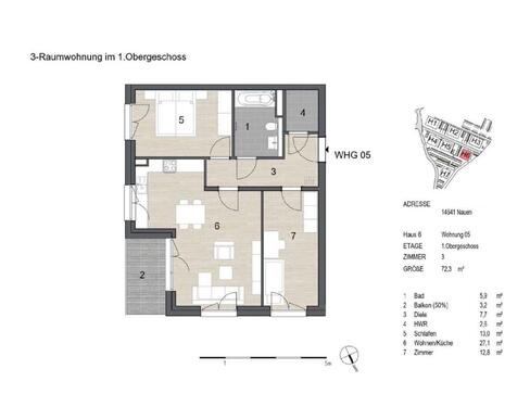 Foto - Moderne 3-Raum Wohnung in Nauen mit Stellplatz