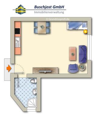 Foto - Appartement mit Einbauküche - 449,00&nbsp;EUR Kaltmiete, ca.&nbsp; 40,00&nbsp;m&sup2;