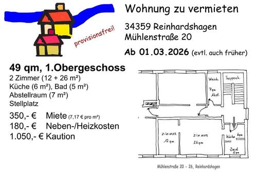 Foto - Wohnung zu vermieten - 350,00&nbsp;EUR Kaltmiete, ca.&nbsp; 49,00&nbsp;m&sup2;