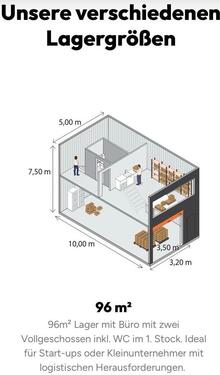 Foto - Büro Lager 96 m² zu vermieten – Parkplatz, Küche, WC