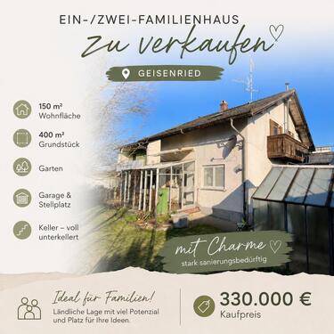 Foto - Haus in Geisenried - 330.000,00&nbsp;EUR Kaufpreis, ca.&nbsp; 150,00&nbsp;m&sup2;