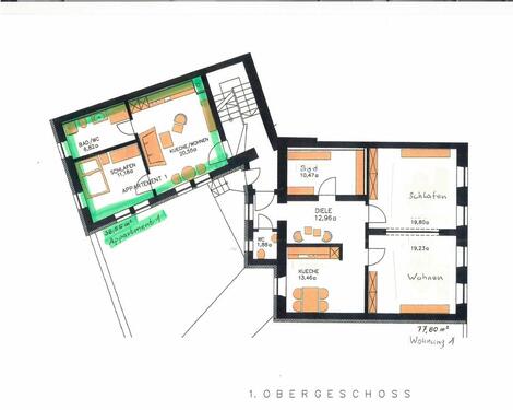 Foto - Appartement mit 39m2; zentrale Lage; möbliert