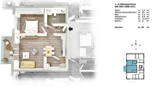 Foto - 2 Zimmer Etagenwohnung zur Miete in Bochum