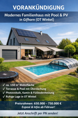Foto - Vorankündigung – Modernes Familienhaus mit Pool & PV in Gifhorn (