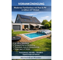 Vorankündigung – Modernes Familienhaus mit Pool & PV in Gifhorn (