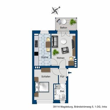 Foto - 2 Zimmer Etagenwohnung zur Miete in Magdeburg