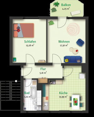 Foto - 3 Zimmer Etagenwohnung zur Miete in Merseburg