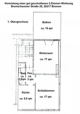 Foto - 2 Zimmer Wohnung Bremen Walle - 550,00 EUR Kaltmiete,