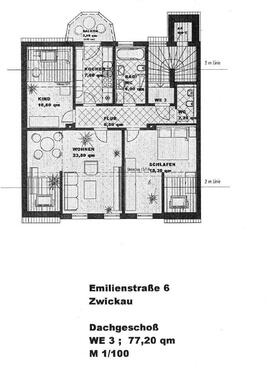 Foto - Charmantes Dachgeschoss mit Balkon & Charakter – stilvolle 3-Raumwohnung in Zwickau!