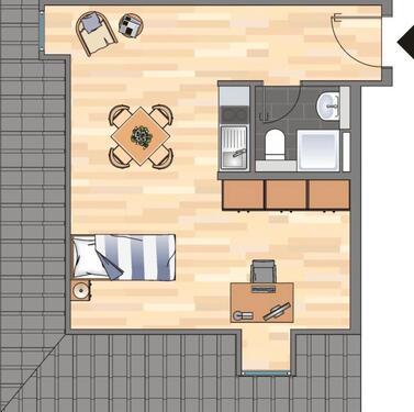 Foto - 1-Zimmer-Wohnung mit sichtbaren Holzbalken – Innenstadt Landau