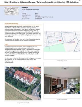 Foto - 2 Zimmer Erdgeschoßwohnung zur Miete in Leinfelden-Echterdingen