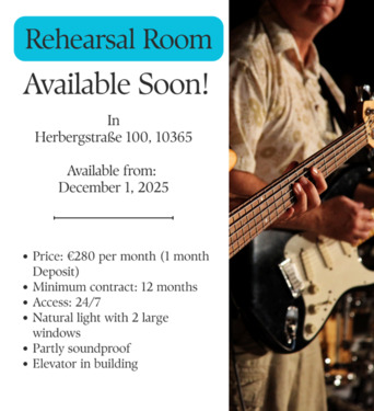 Foto - Proberaum zu vermieten – 40 m² in LichtenbergRehersalroom