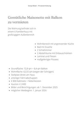 Foto - Etagenwohnung zur Miete in Zinnowitz