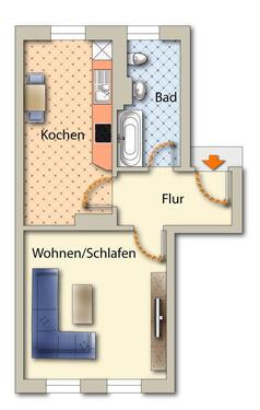 Foto - 1 Zimmer Etagenwohnung zur Miete in Freiberg