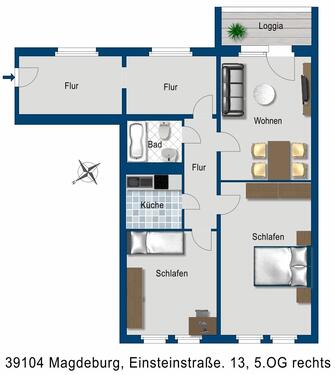 Foto - 3 Zimmer Etagenwohnung zur Miete in Magdeburg