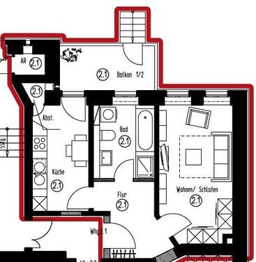Foto - 1 Zimmer Erdgeschoßwohnung zur Miete in Leipzig