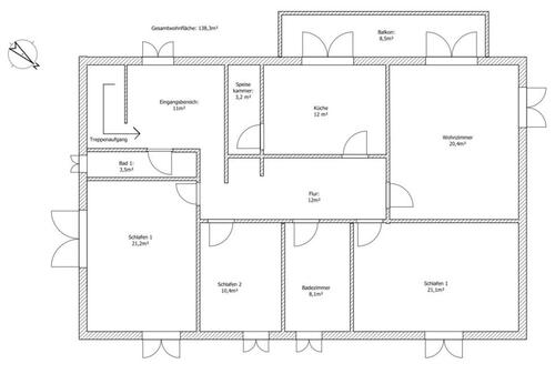 Foto - 3 Zimmer Wohnung 130m2 mit Garten und Balkon