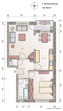 Foto - Preetz: 2-Zi Mietwohnung 930,-€ warm mit Balkon (59,4 m²)