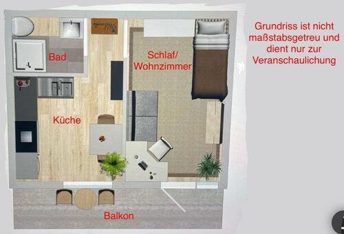 Foto - Mietwohnung Wohnung schön hell mit Balkon 1 Person