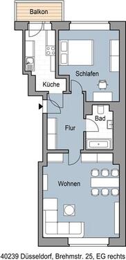 Foto - 2 Zimmer Erdgeschoßwohnung zur Miete in Düsseldorf
