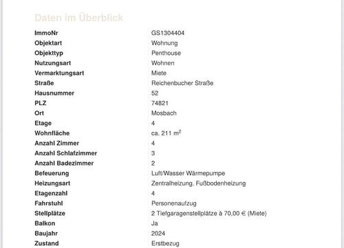 Foto - Etagenwohnung zur Miete in Mosbach