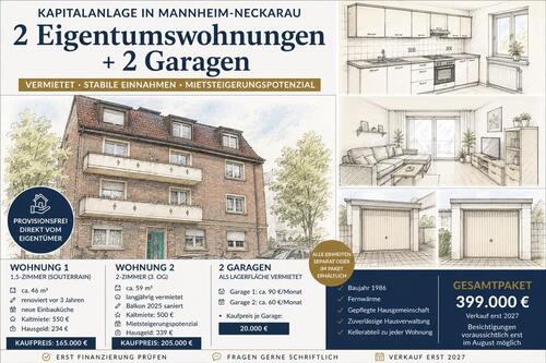 Foto - Kapitalanlage in MA-Neckarau: 2 Eigentumswohnungen + 2 Garagen