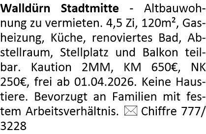 Foto - Altbauwohnung - Walldürn - 650,00 EUR Kaltmiete, ca.  120,00 m²
