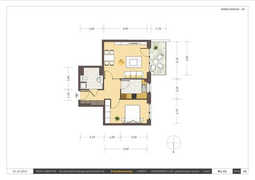 Foto - 2 Zimmer Etagenwohnung zur Miete in Lübeck