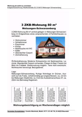 Foto - Wohnung in Melsungen-Schwarzenberg zu vermieten