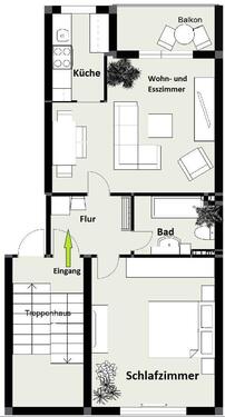 Foto - W-Elberfeld 2-Zimmer-Wohnung Viehhofstr. 67 mit Südbalkon im 3.OG