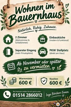 Foto - Single Wohnung zu vermieten - 600,00&nbsp;EUR Kaltmiete, ca.&nbsp; 55,00&nbsp;m&sup2;