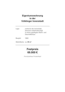 Foto - Eigentumswohnung in Völklingen - 69.000,00&nbsp;EUR Kaufpreis, ca.&nbsp; 65,00&nbsp;m&sup2;