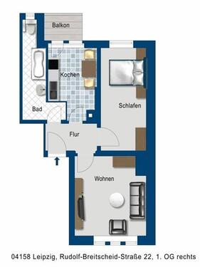 Foto - 2 Zimmer Etagenwohnung zur Miete in Leipzig