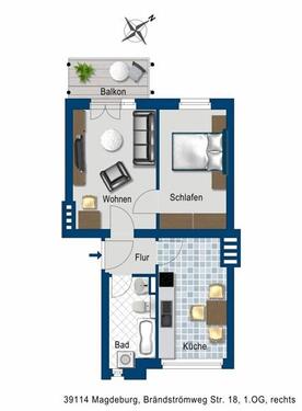 Foto - 2 Zimmer Etagenwohnung zur Miete in Magdeburg