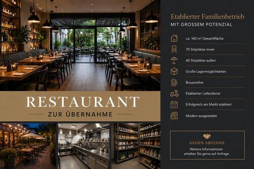 Foto - Restaurant zur Übernahme - 2.000,00&nbsp;EUR Kaltmiete, ca.&nbsp; 140,00&nbsp;m&sup2;