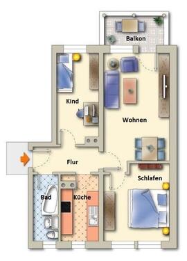 Foto - Etagenwohnung zur Miete in Freiberg