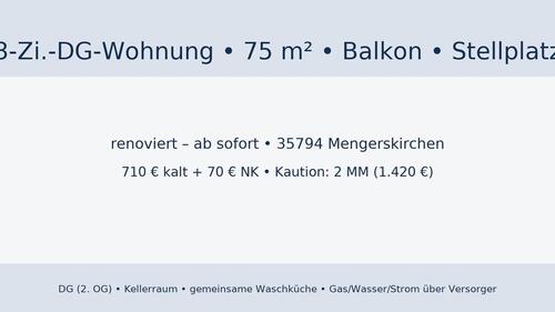 Foto - 3-Zi.-DG-Wohnung, 75qm_Balkon_Stellplatz - renoviert - ab sofor