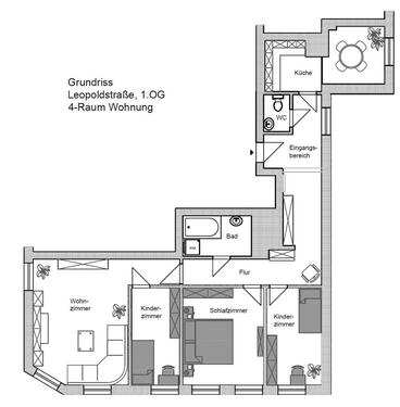 Foto - Großzügige 4-Raum Wohnung - 480,00&nbsp;EUR Kaltmiete, ca.&nbsp; 87,00&nbsp;m&sup2;