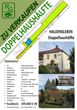 Foto - Haldensleben Doppelhaushälfte - 199.000,00&nbsp;EUR Kaufpreis, ca.&nbsp; 120,00&nbsp;m&sup2;