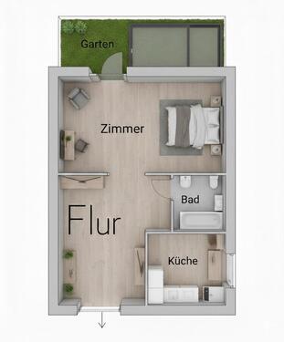Foto - Renovierte 1-Zimmer Wohnung mit Gartennutzung